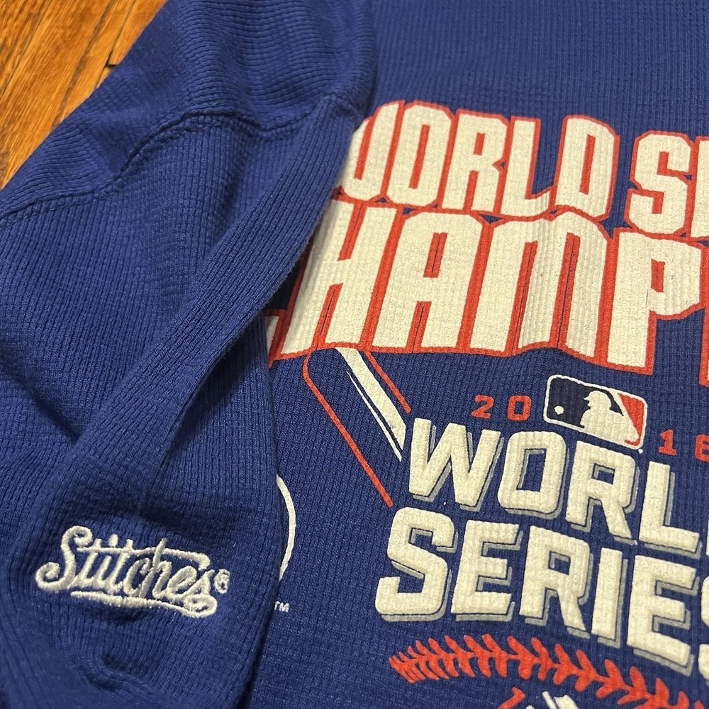 Stitches Chicago Cubs World Series Champs 2016 Longsleeve Size Large Blue - Picture 5 of 10